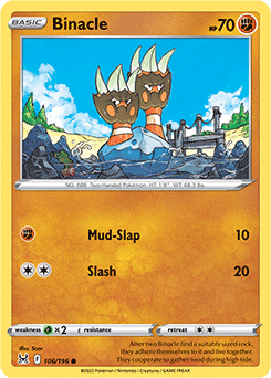 Binacle 106/196 Pokémon card from Lost Origin for sale at best price